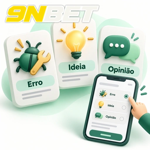 9NBET — ilustração das categorias de feedback: erro, ideia e opinião