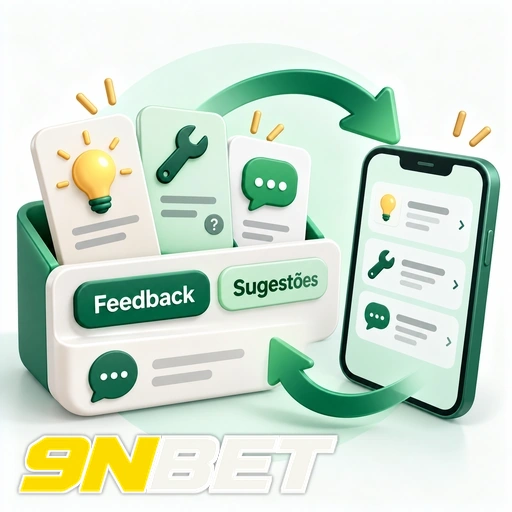 9NBET — ilustração de central de feedback com sugestões e ícones de mensagens