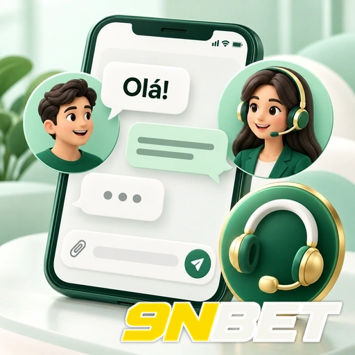 9NBET — ilustração de conversa de suporte no celular com atendente e headset