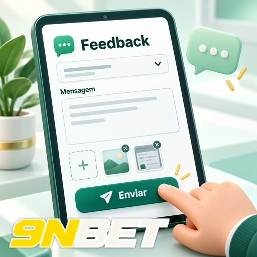 9NBET — ilustração de formulário de feedback com campo de mensagem e botão de envio